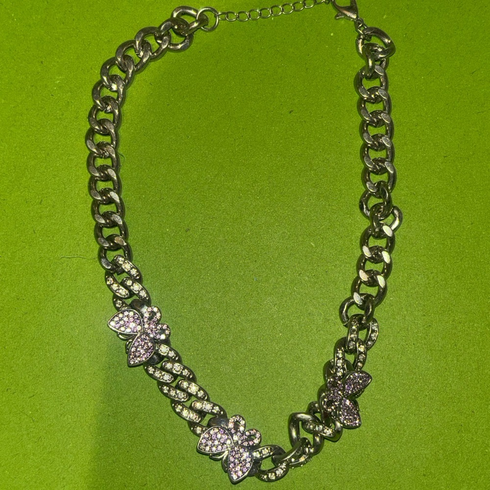 Hot Topic Silver Chain Necklace with Butterfly Accents